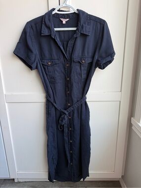 Teddi Rose Navy Button-Front Utility Shirt Dress Women’s Medium